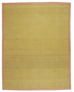 Antique Minimalist Indian Cotton Dhurrie in Chartreuse Green