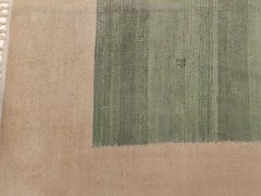 Dhurrie indien ancien minimaliste en coton vert sarcelle et pêche claire