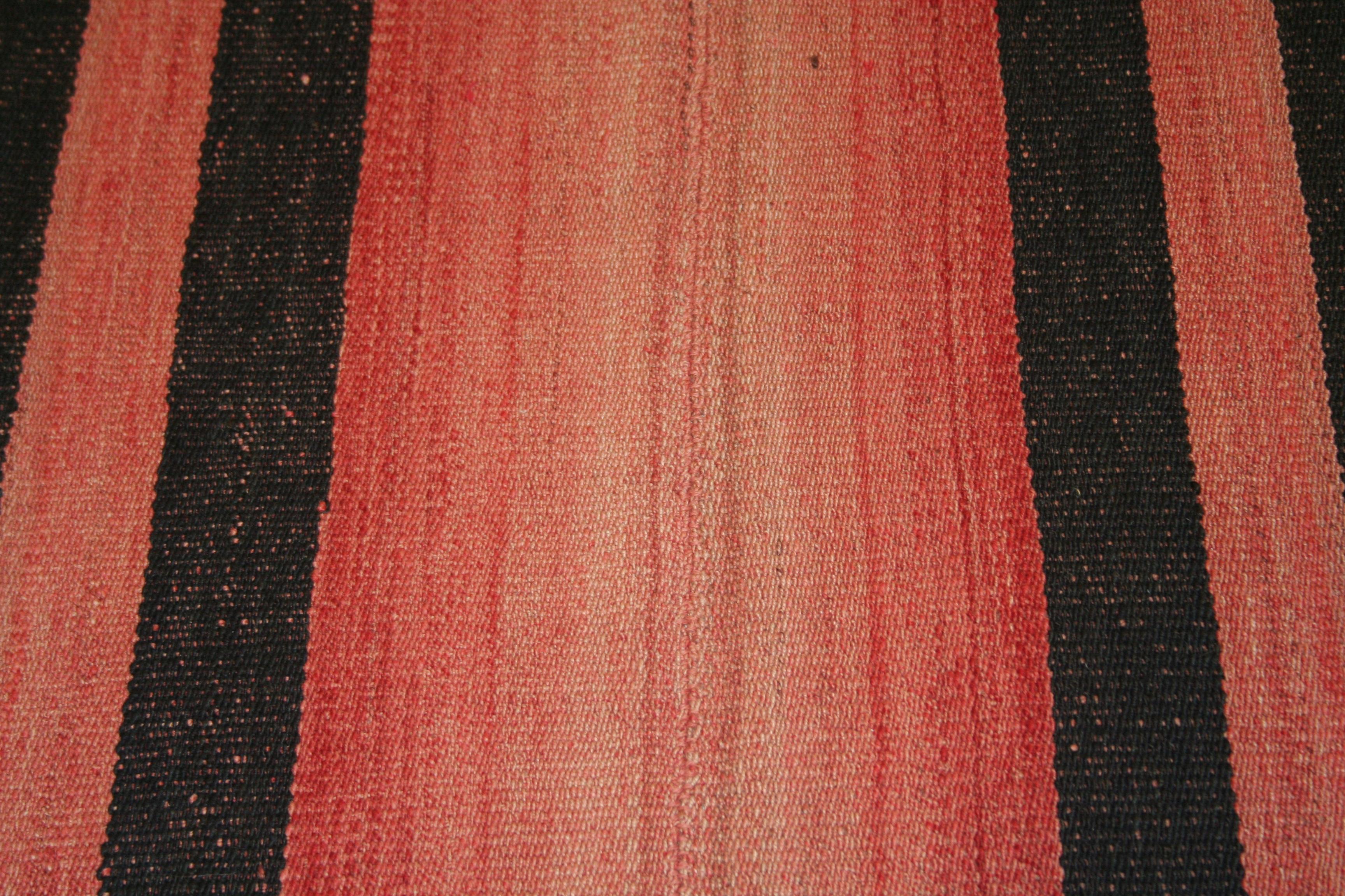 Turkish Antique Minimalist Jajim Flat-Woven Rug with Vertical Polychrome Stripes For Sale