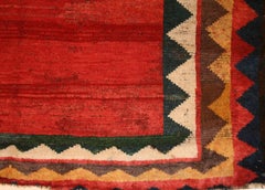 Antique Minimalist Madder Red Qashqa'i Gabbeh Rug