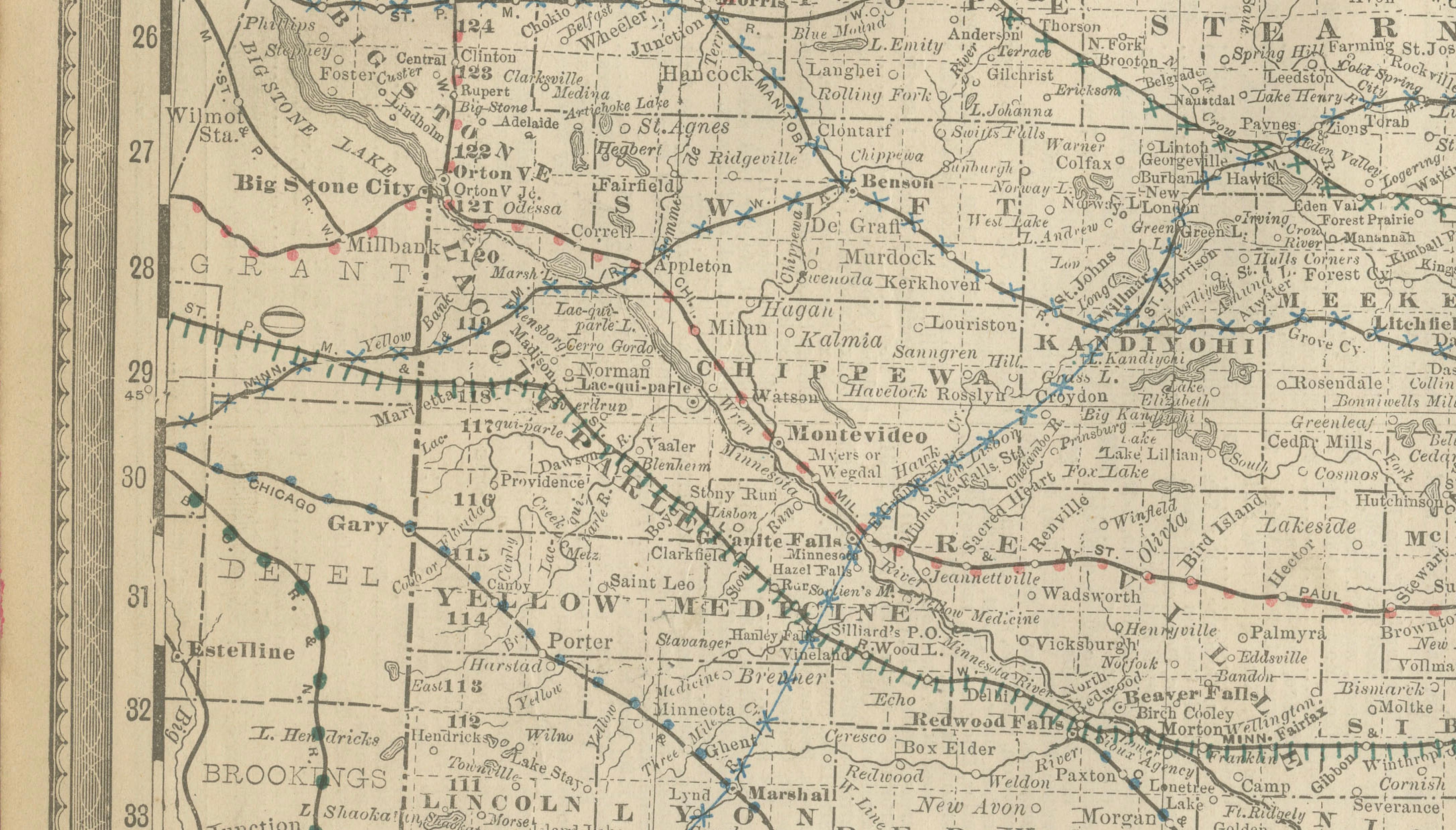 Antique Minnesota Map Wall Art by Rand McNally, Color Lithograph, 1888