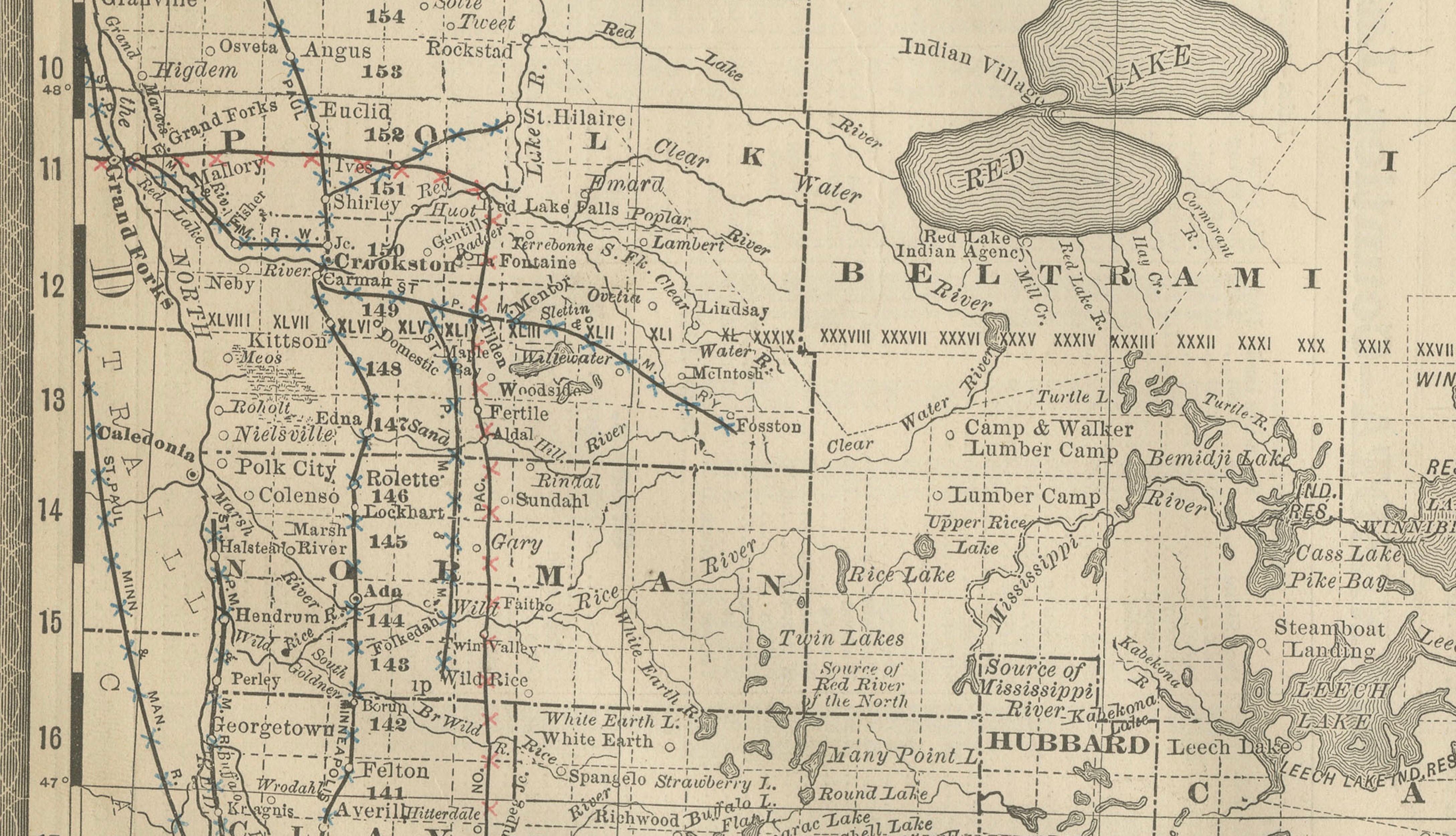 Antique Minnesota Map Wall Art by Rand McNally, Color Lithograph, 1888