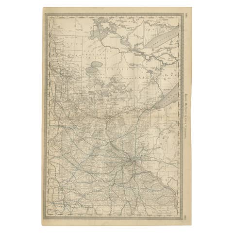 Antique Minnesota Map Wall Art by Rand McNally, Color Lithograph, 1888