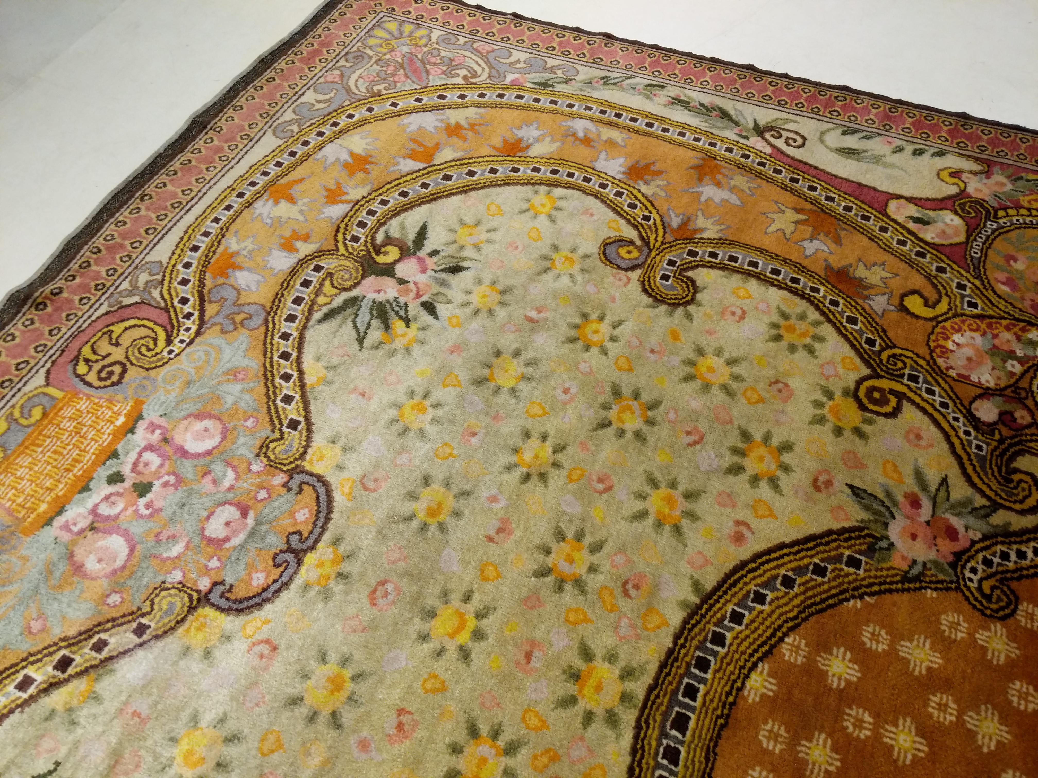 Antique Mint Condition Belgian Art Deco Carpet For Sale 10