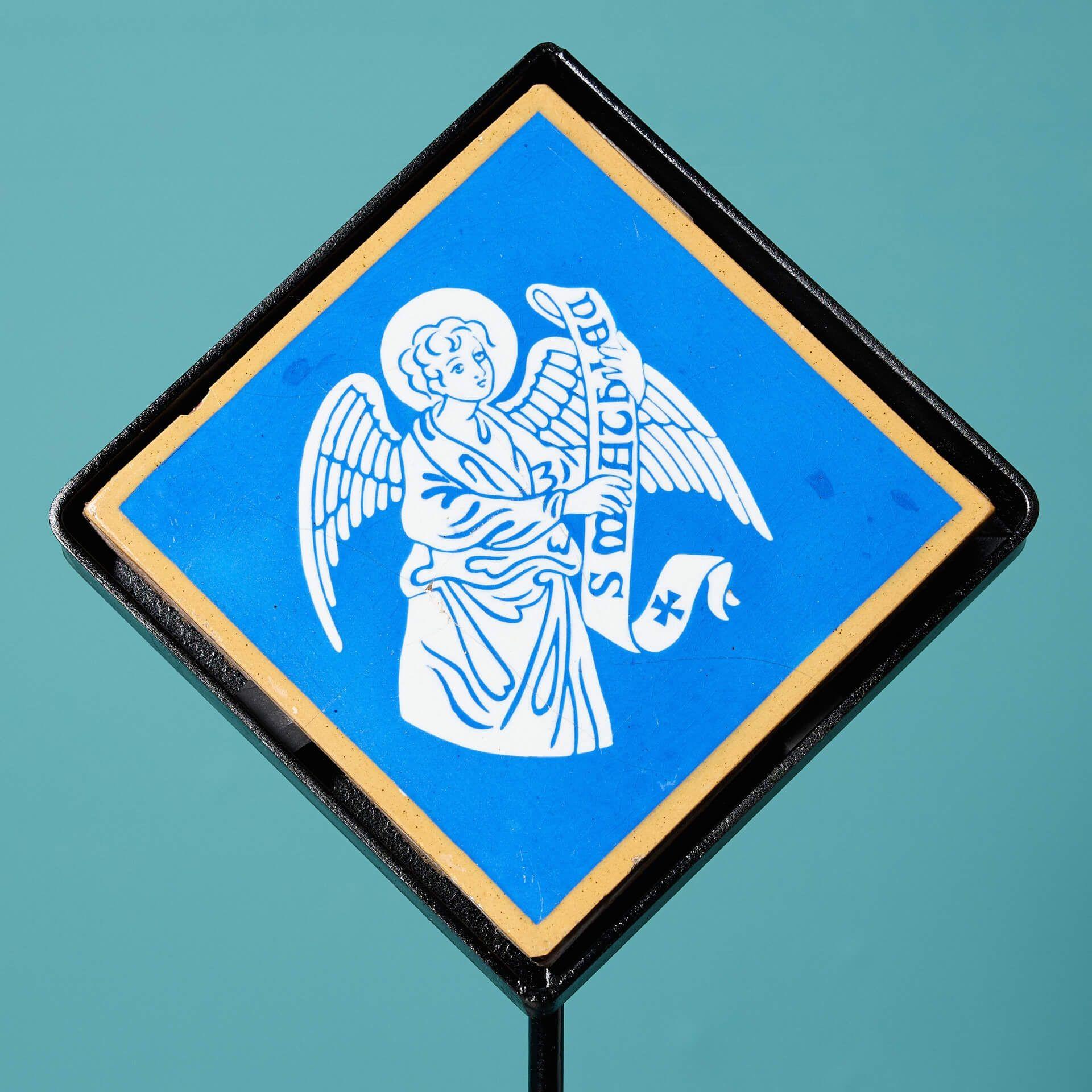 Victorian Antique Minton & Co Encaustic Tile of Archangel For Sale
