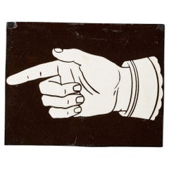Antique Minton & Co Encaustic Tile of Hand Pointing