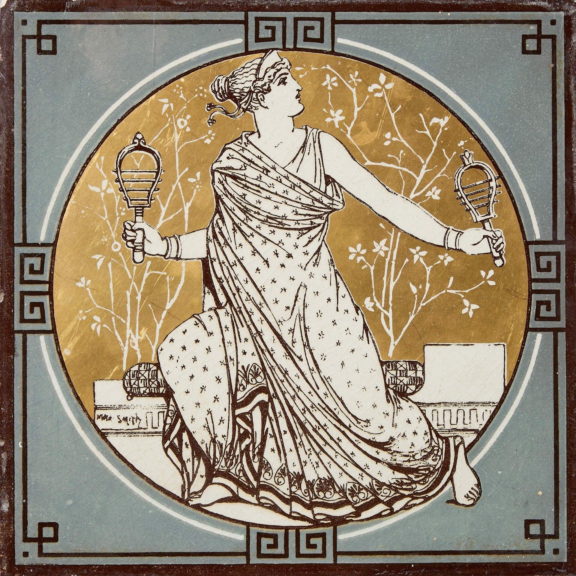 Victorian Antique Minton & Co Tile of Classical Musicians by John Moyr Smith For Sale