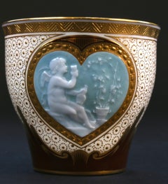 Antique Minton Pate-Sur-Pate Cup and Saucer, by artist Albion Birks