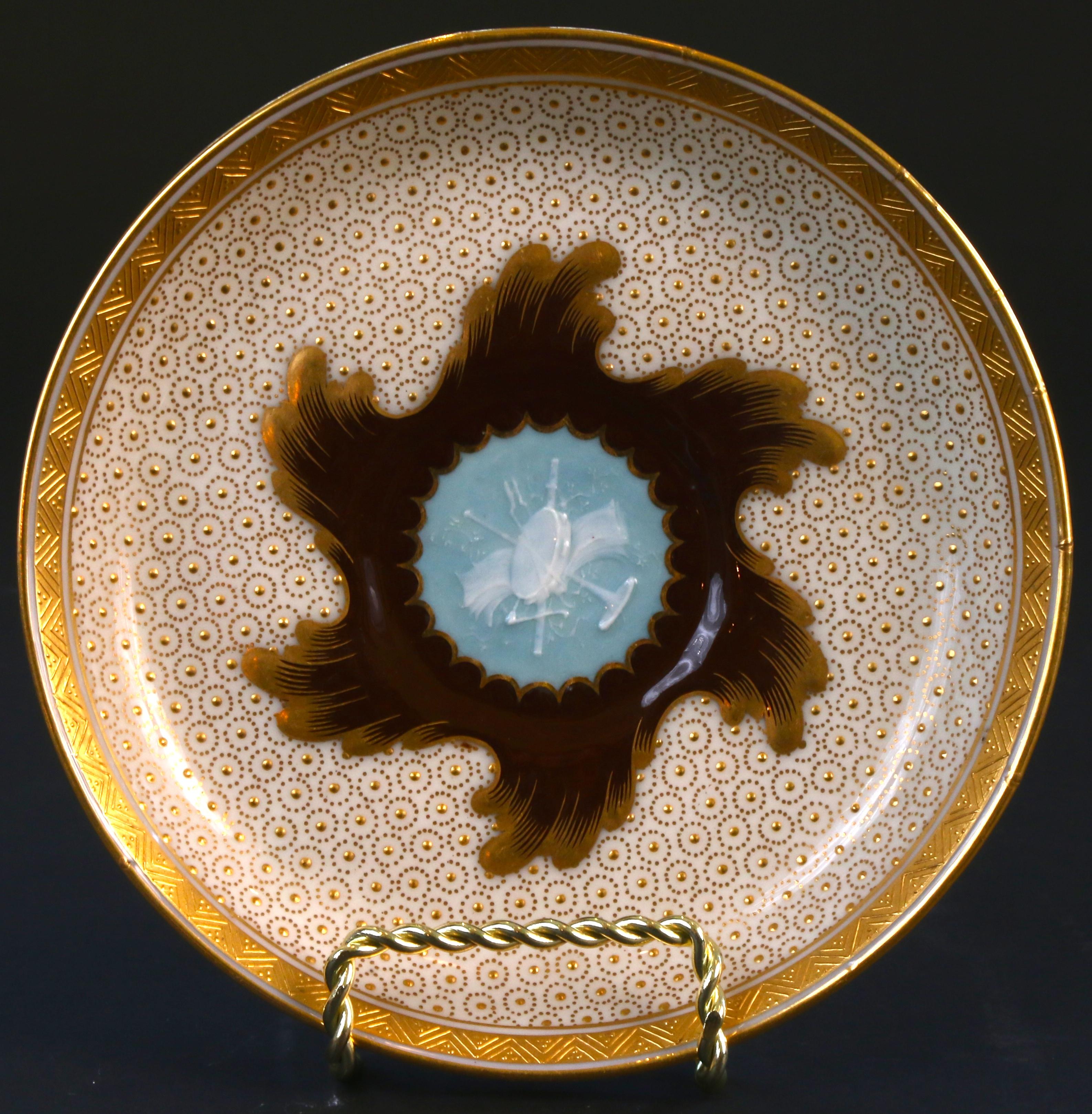 Hand-Painted Antique Minton Pate-Sur-Pate Cup and Saucer, by artist Albion Birks
