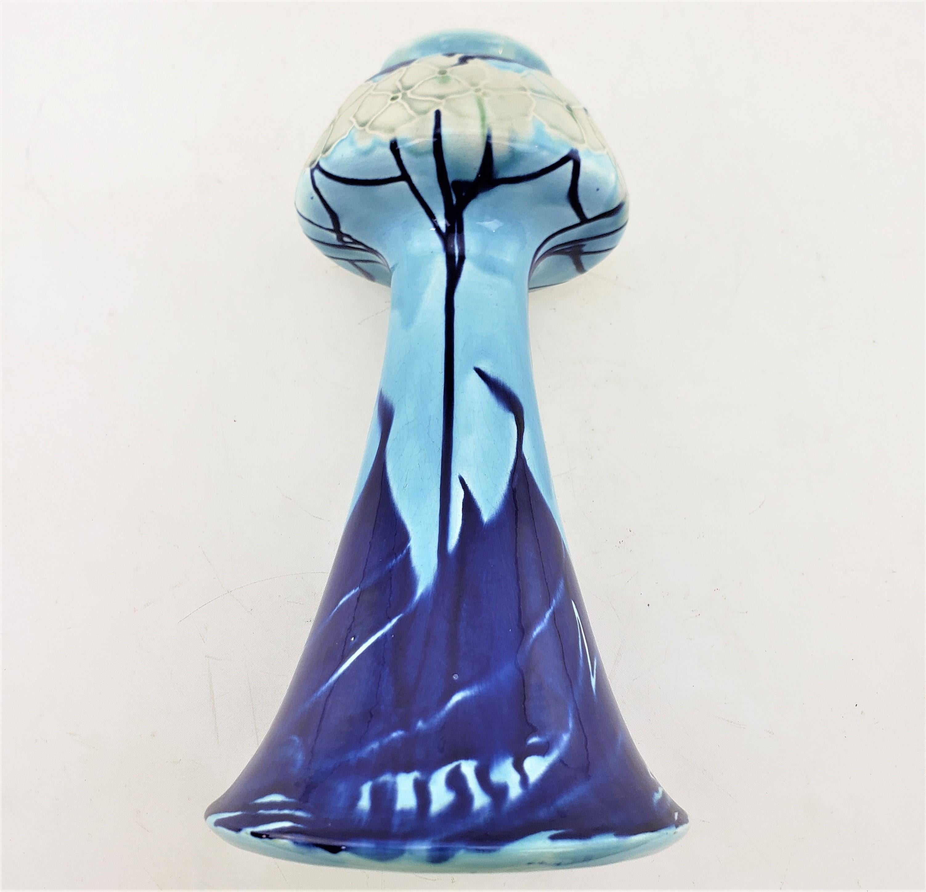 Antique Minton Secessionist Vase in Light Blue and Cobalt with Floral Motif For Sale 7