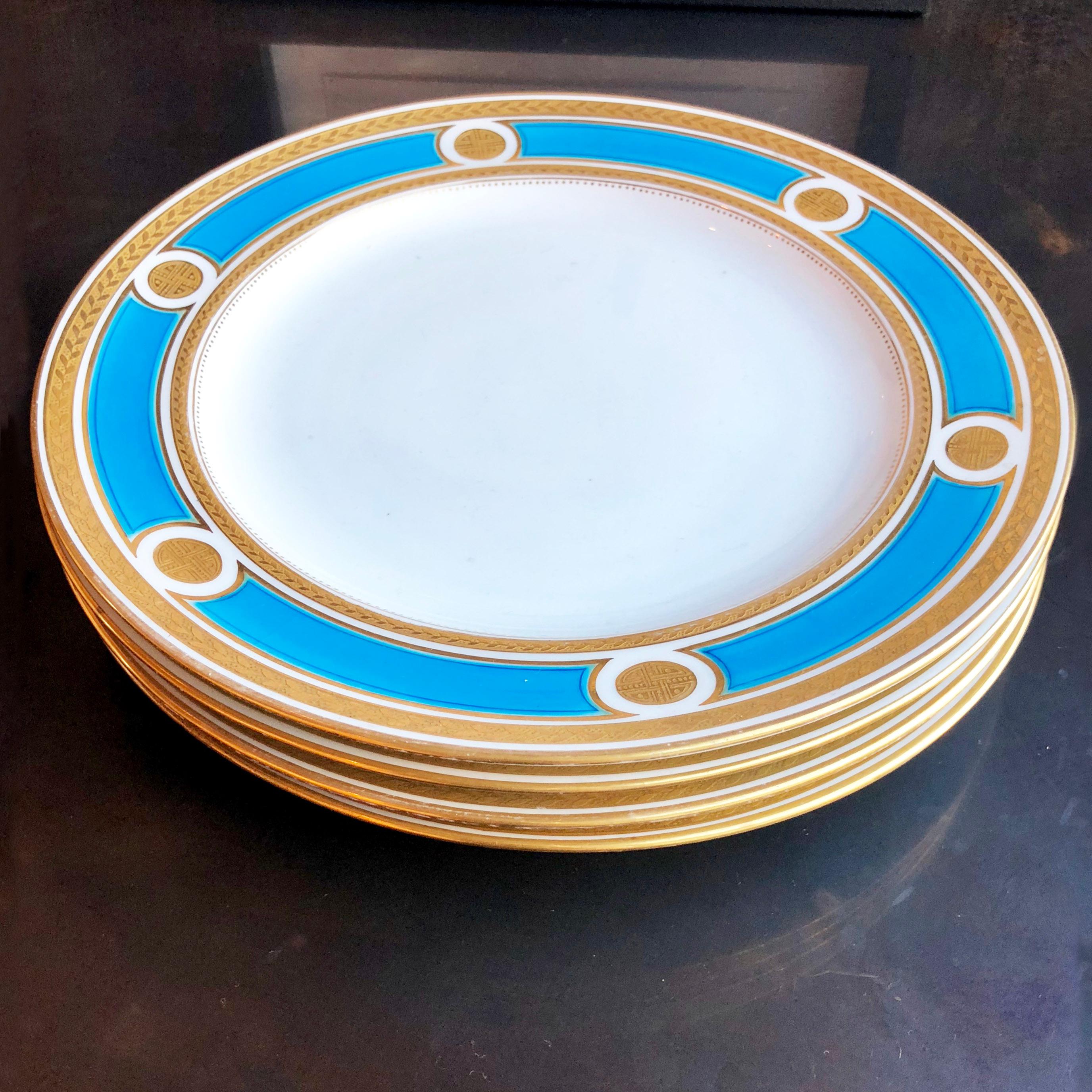 English Antique Minton Set of Nine Plates from 1879