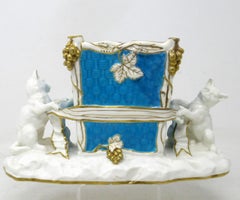 Antike Minton Staffordshire Englische Porzellanvase Tafelaufsatz Türkis vergoldet