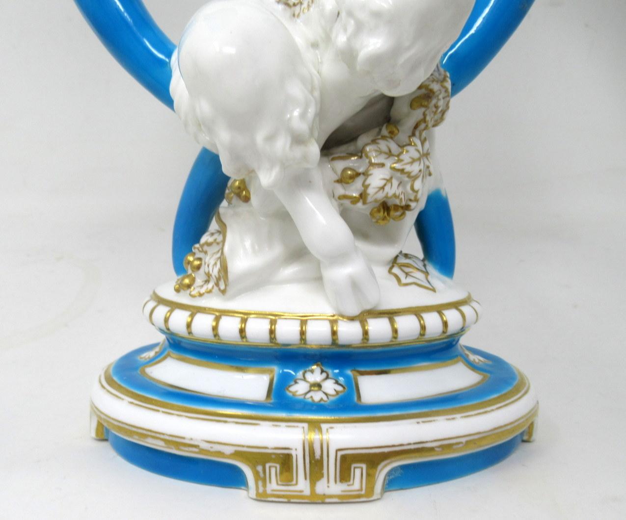 English Antique Minton Staffordshire Porcelain Candelabra Centerpiece Cherub 19th Ct   For Sale