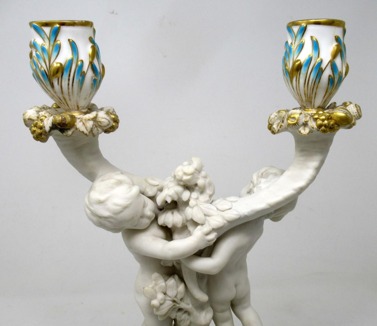 Antiker Minton Staffordshire Porzellan-Kandelaber, Tafelaufsatz Parian Cherub, 19. Jahrhundert im Angebot 3