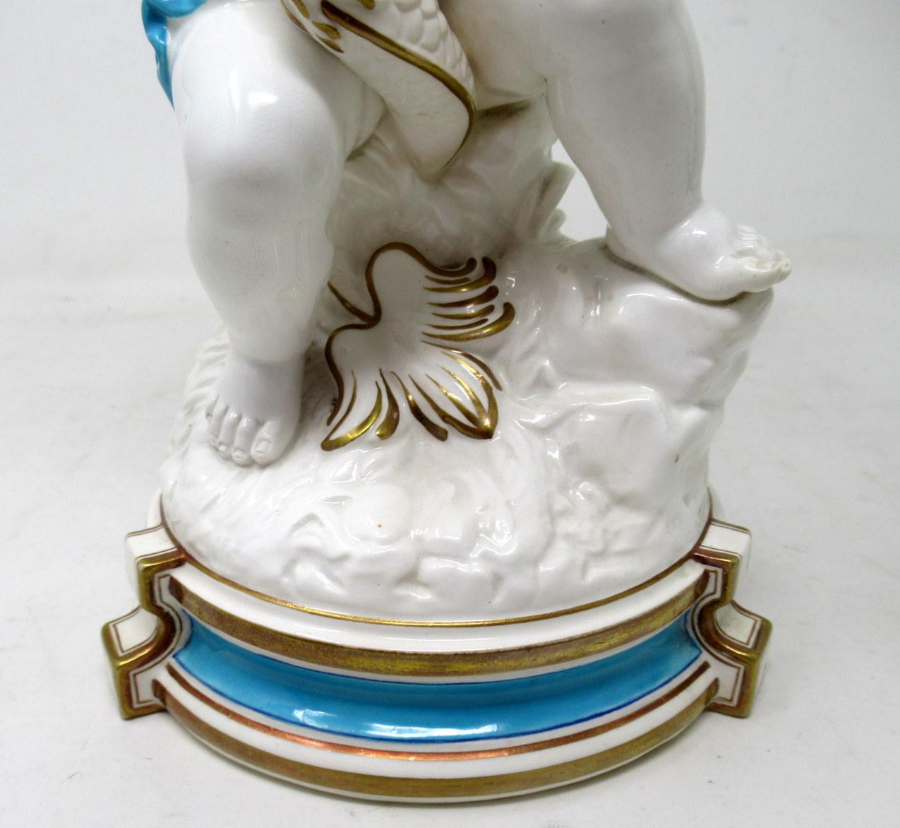 Antique Minton Staffordshire Porcelain Vase Centerpiece Cherub Dolphin Turquoise For Sale 2
