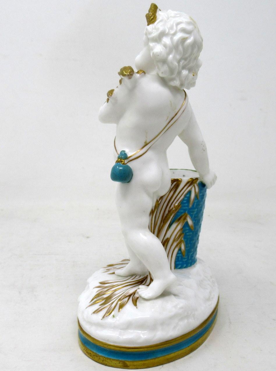 Victorian Antique Minton Staffordshire Porcelain Vase Centerpiece Cherub Turquoise Gilt For Sale
