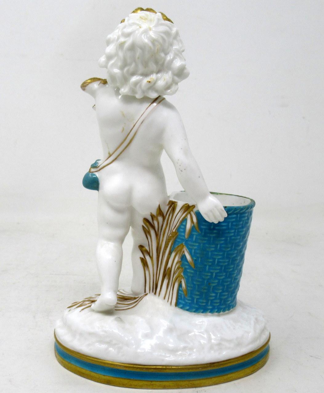 English Antique Minton Staffordshire Porcelain Vase Centerpiece Cherub Turquoise Gilt For Sale
