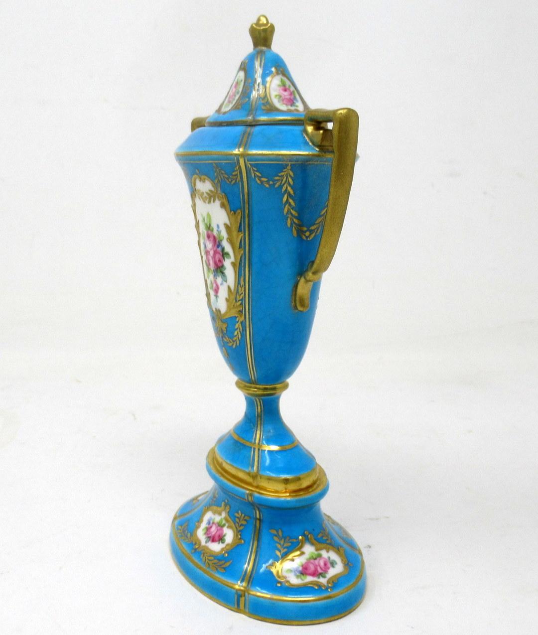 Victorian Antique Minton Staffordshire Porcelain Vase Urn Centerpiece Roses Flowers 19Ct