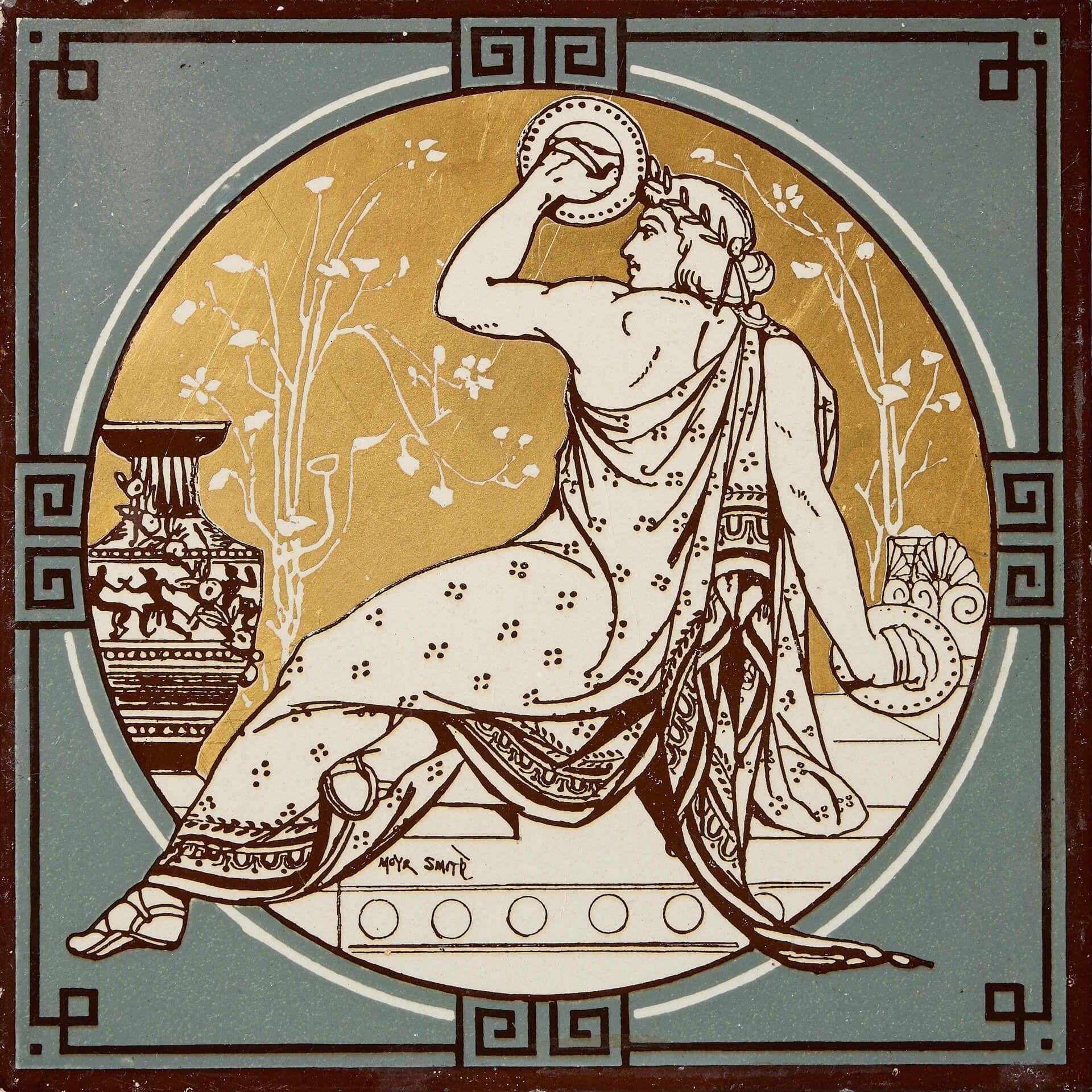 Victorien Antique carreau Minton représentant des musiciens classiques de John Moyr Smith en vente