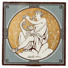 Antique Minton Tile of Musical Classical Figures by John Moyr Smith