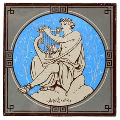 Antique Minton Tile of Musical Classical Figures by John Moyr Smith