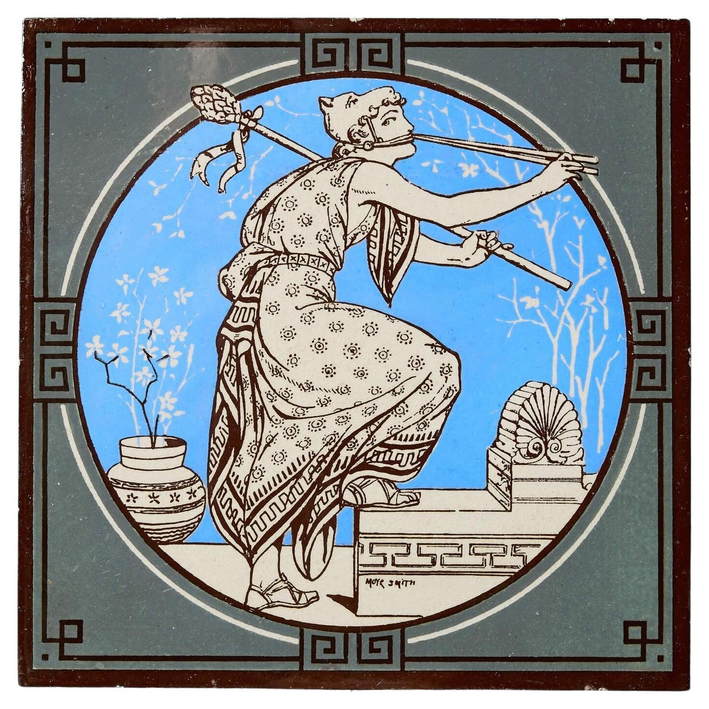 Antique Minton Tile of Musical Classical Figures by John Moyr Smith For Sale