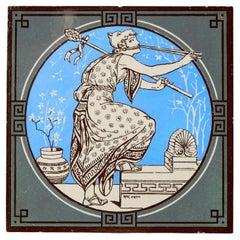 Antique Minton Tile of Musical Classical Figures by John Moyr Smith