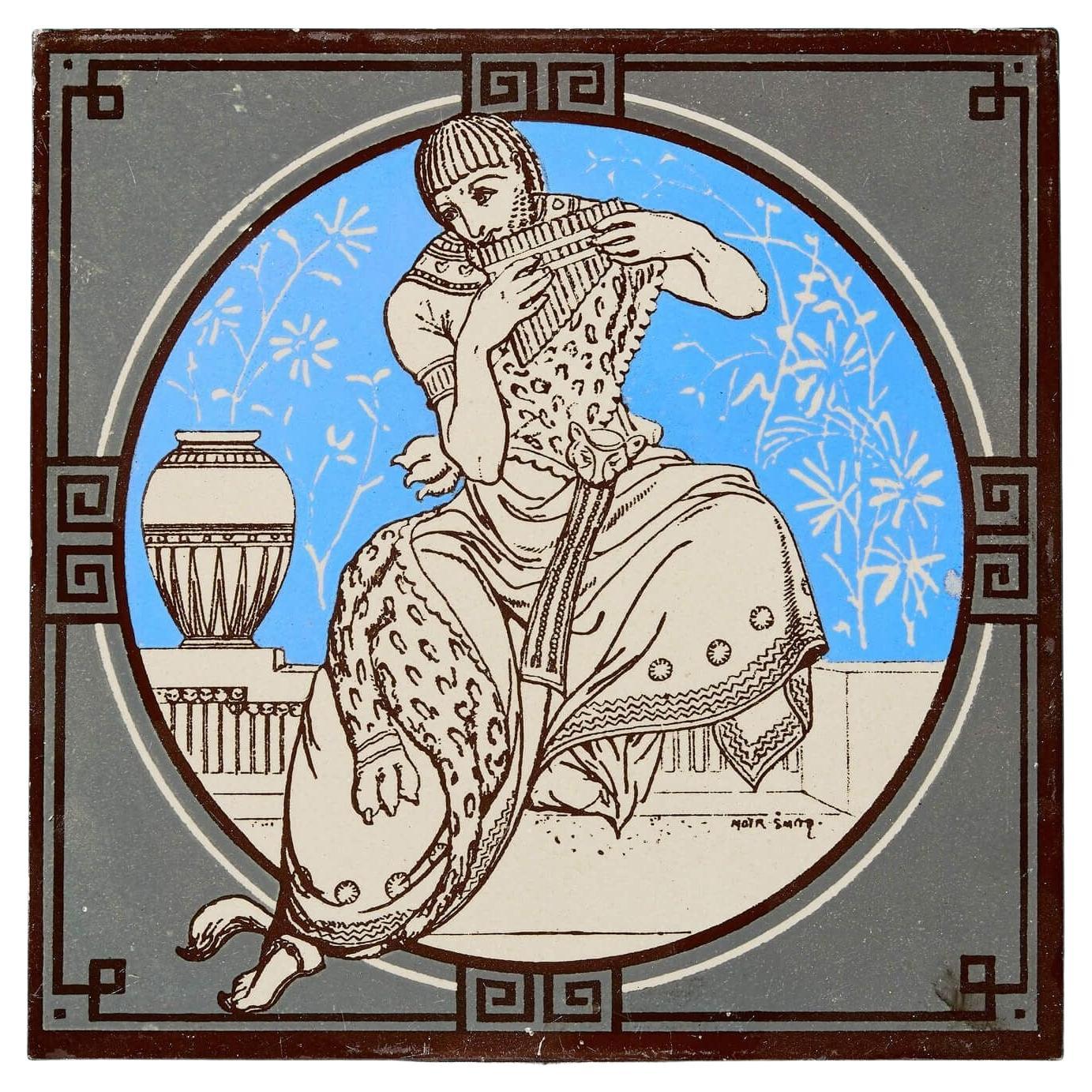 Antique Minton Tile of Musical Classical Figures by John Moyr Smith