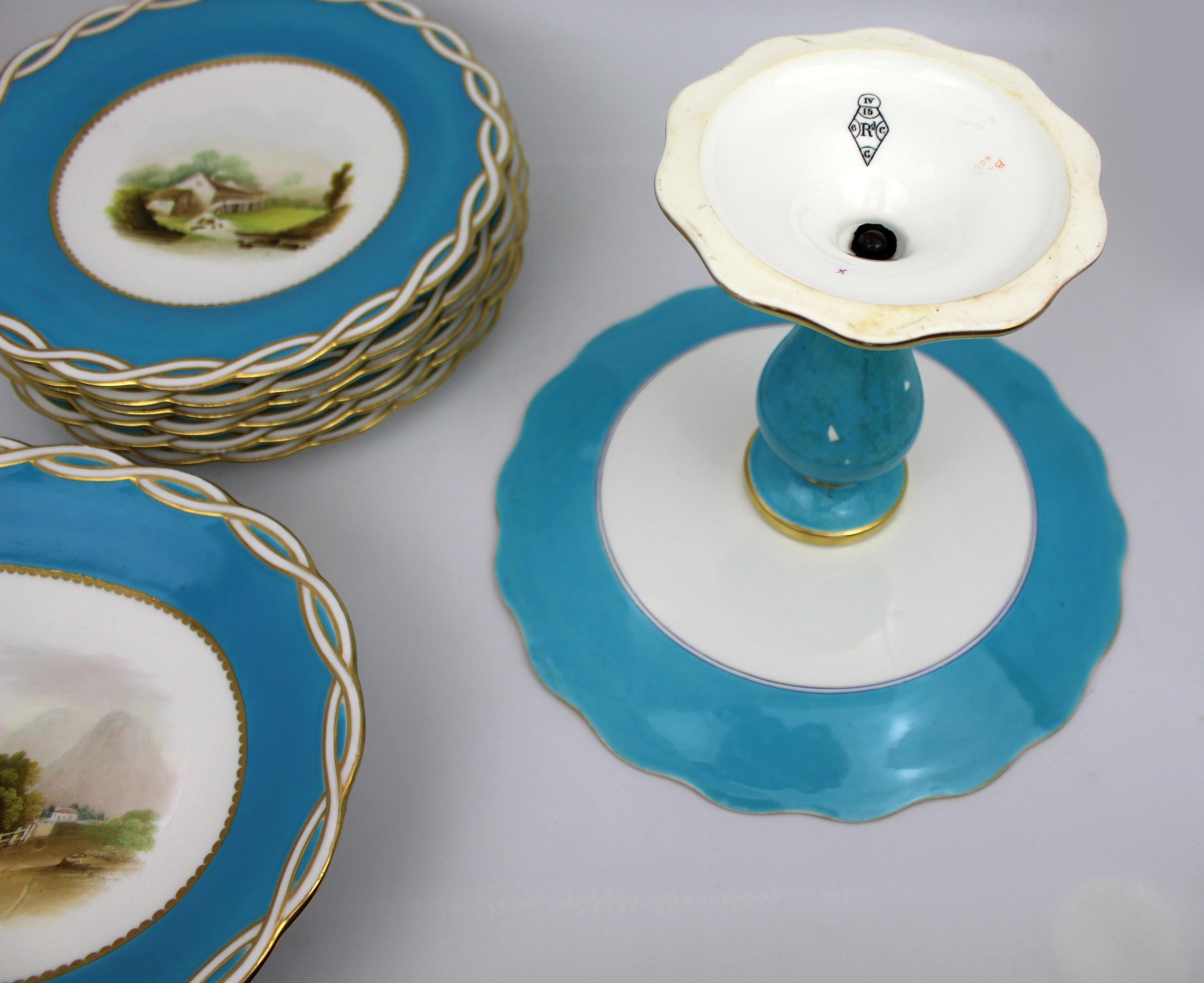Antique Minton Victorian Porcelain Part Dessert Service 5
