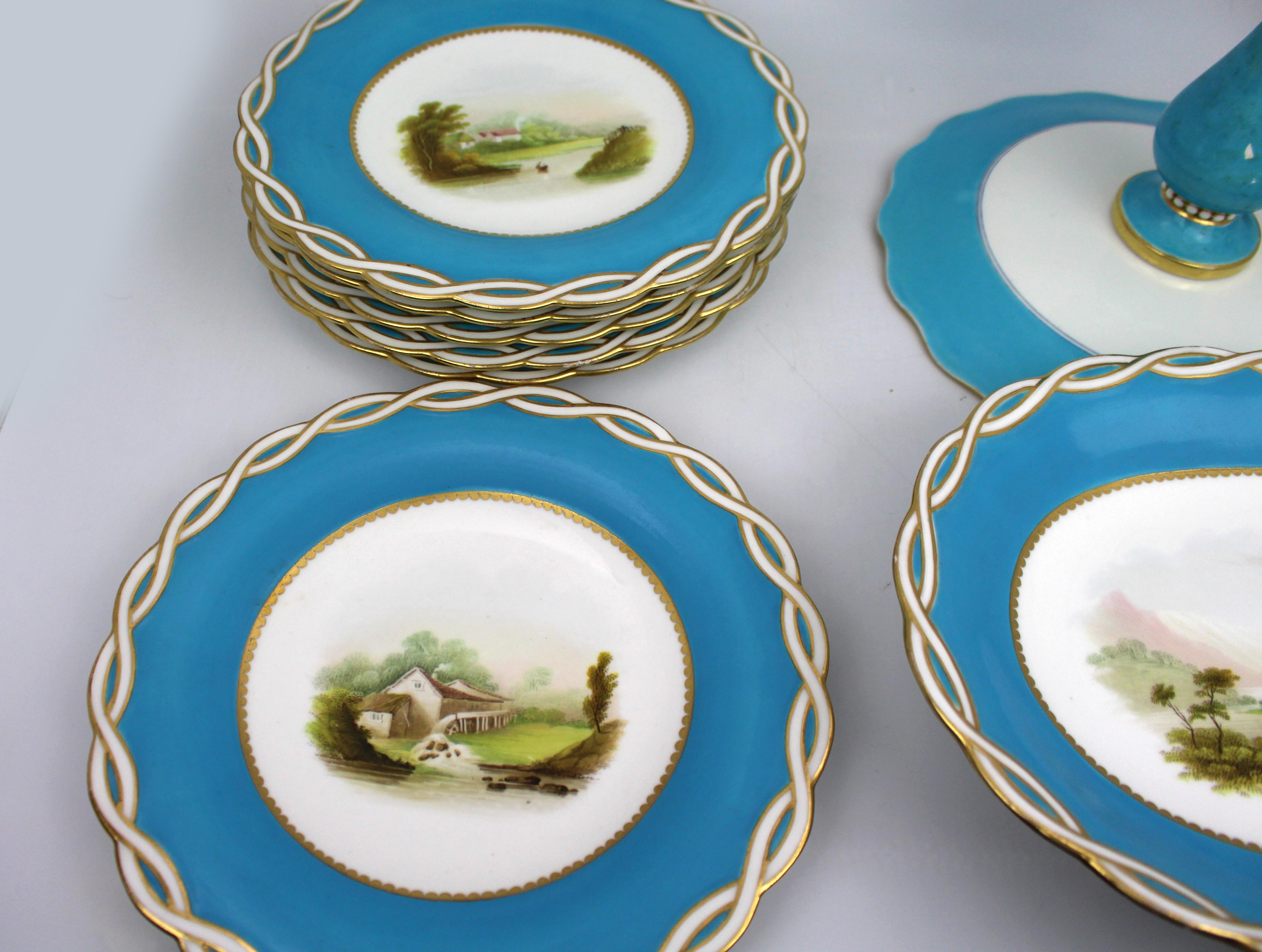 Antikes viktorianisches Minton-Dessertservice aus Porzellan mit Teilen im Angebot 6