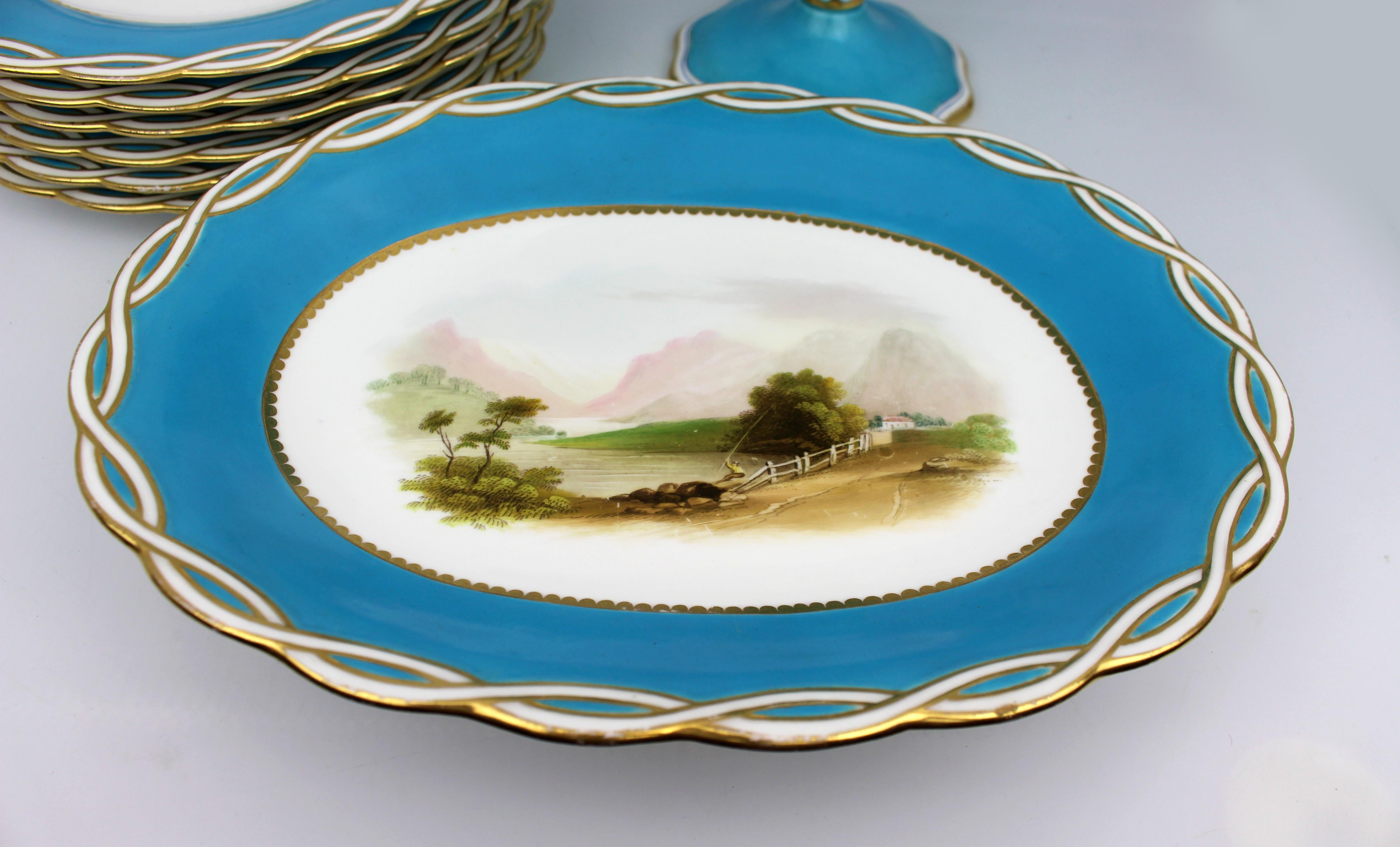 Antikes viktorianisches Minton-Dessertservice aus Porzellan mit Teilen im Zustand „Gut“ im Angebot in Worcester, GB