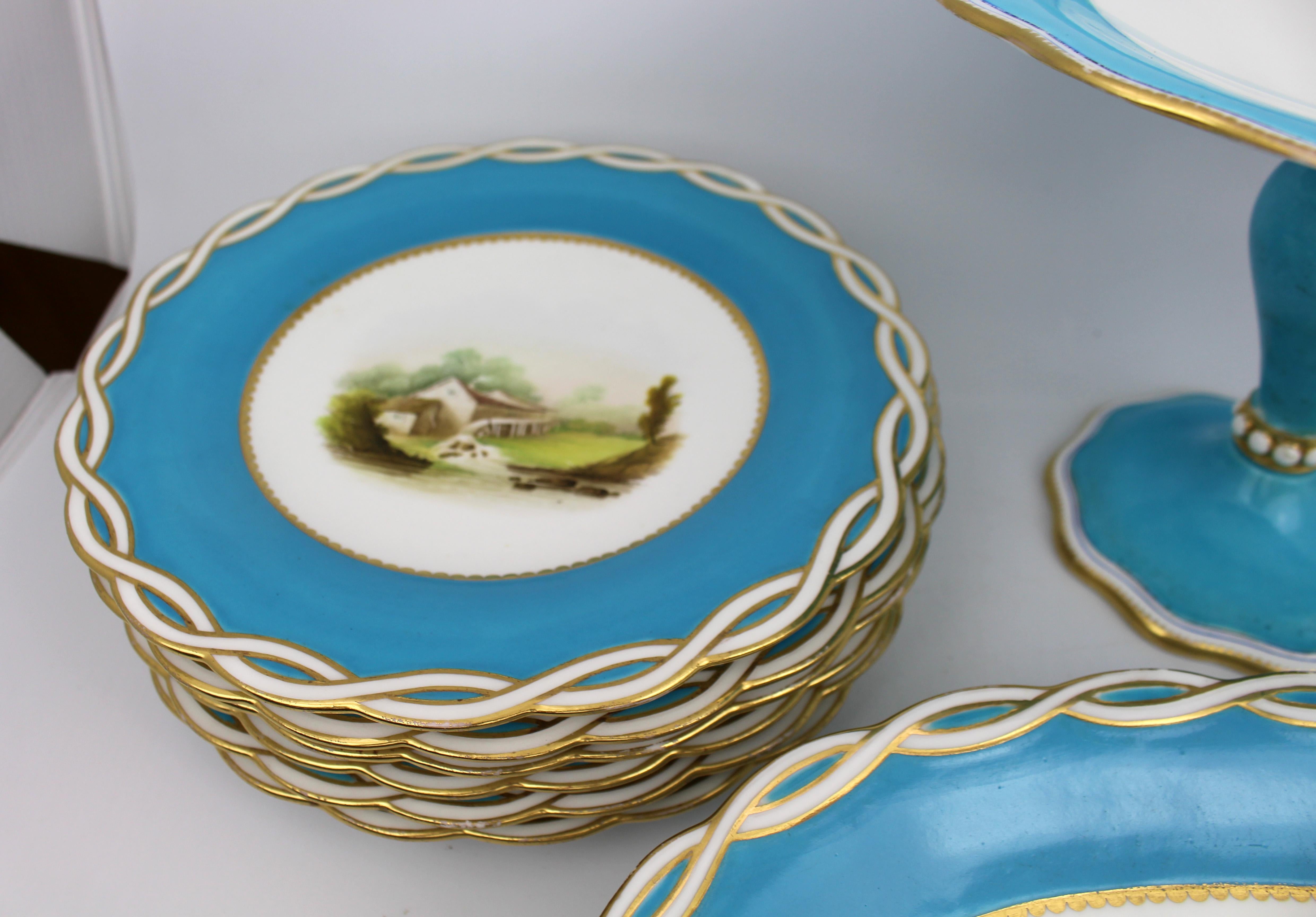 Antikes viktorianisches Minton-Dessertservice aus Porzellan mit Teilen im Angebot 1