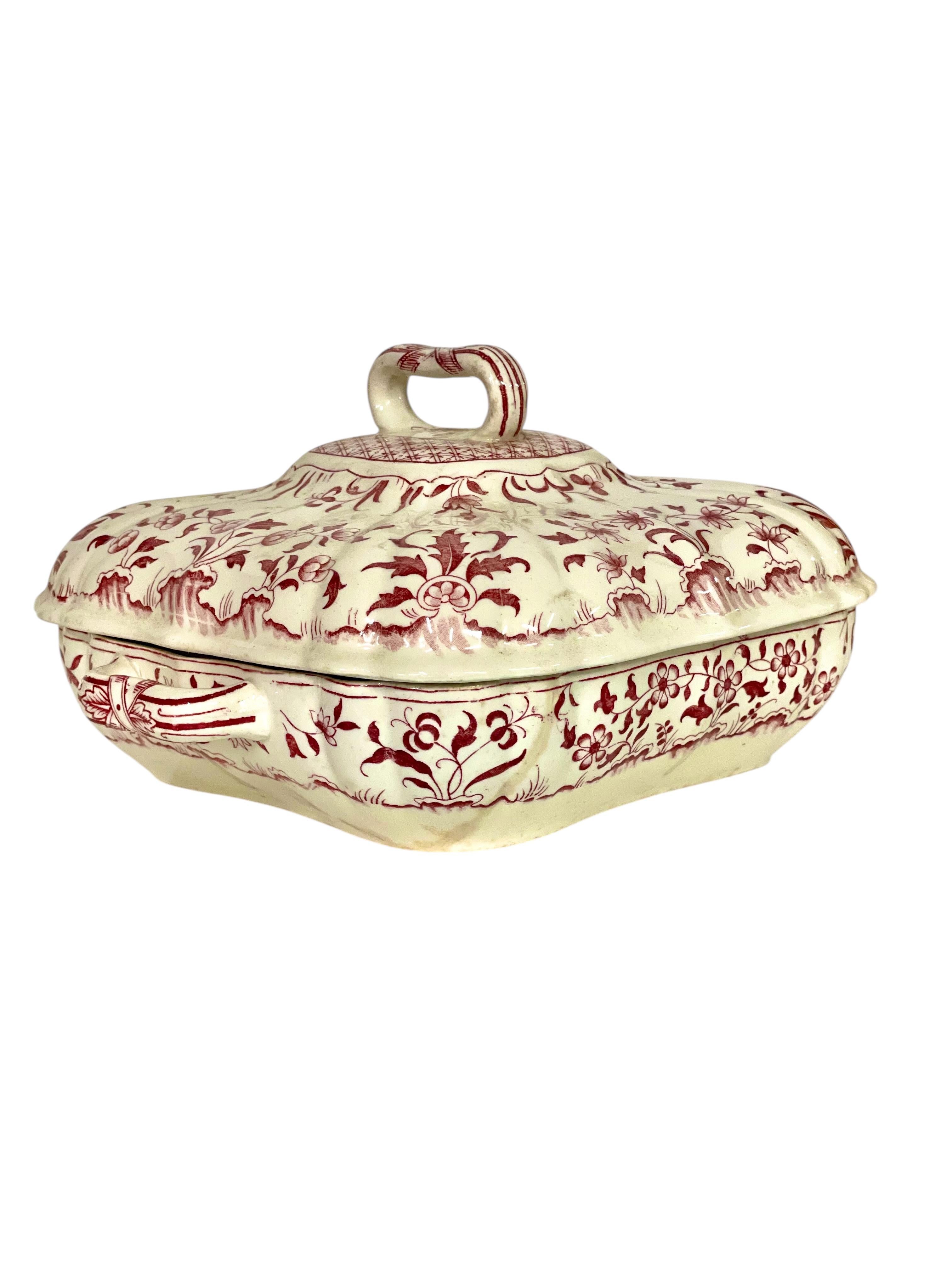 Antiguo Plato para Verduras con Tapa Minton's en Patrón Montrose, Siglo XIX en venta 2