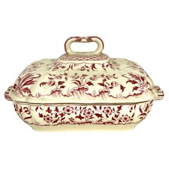Antiguo Plato para Verduras con Tapa Minton's en Patrón Montrose, Siglo XIX