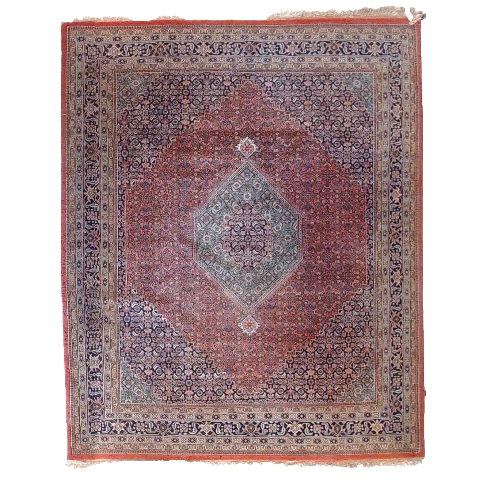 An antique Mir Persian oriental rug offers wool construction with central medallion, circa 1930

Measures - 124