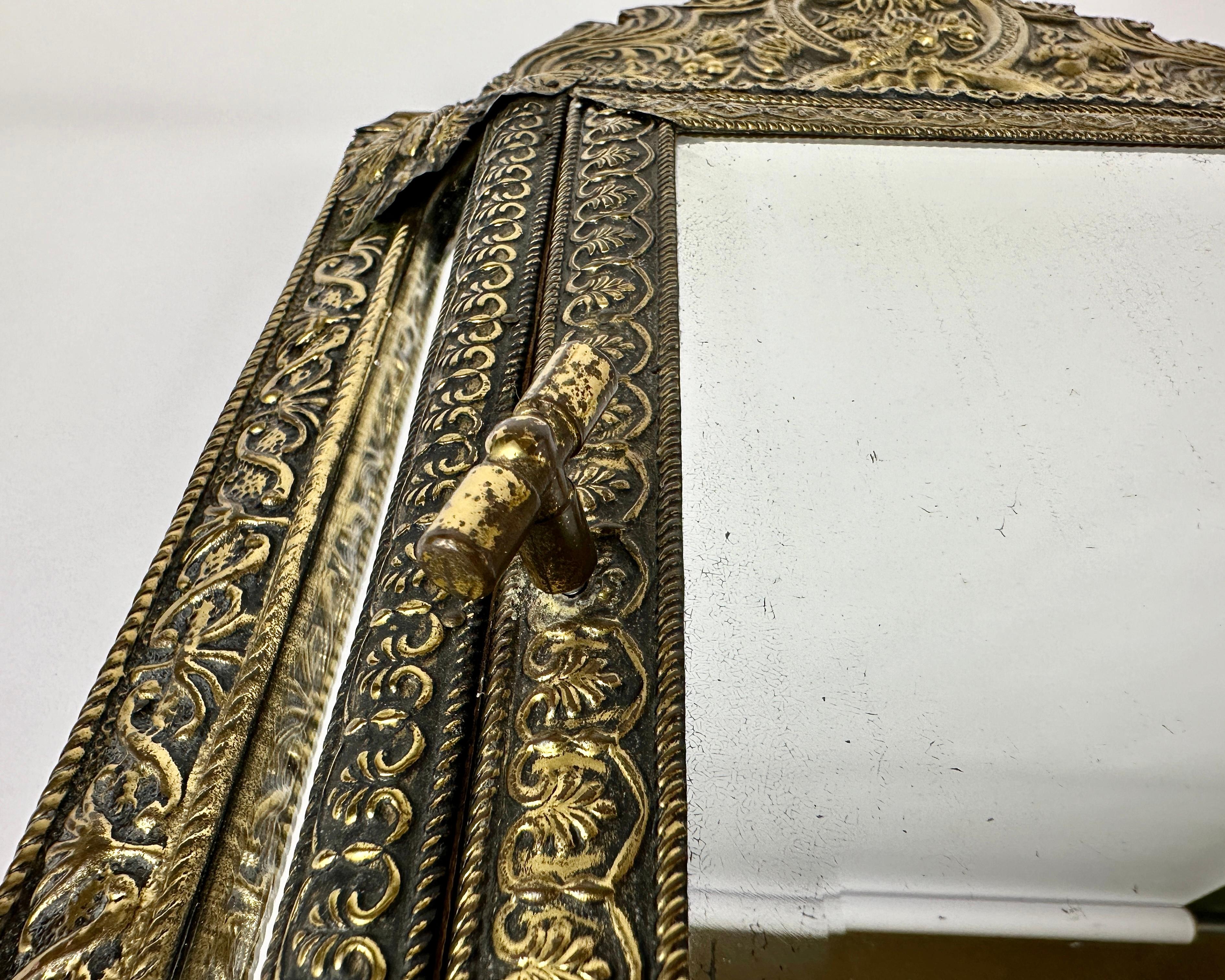 Antique Mirror Cabinet de soins pour vêtements/Keys Bronze 1930s, France en vente 2