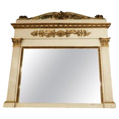 Miroir ancien en bois sculpté, laqué et doré, 19ème siècle, Italie