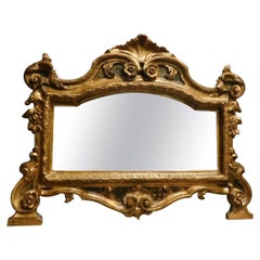 Antique Mirror in Gilded and Lacquered Wood, 19th Century Italy