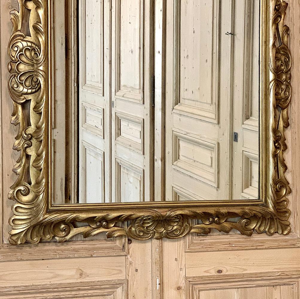 Hand-Carved Antique Mirror, Italian Giltwood in Rococo Style