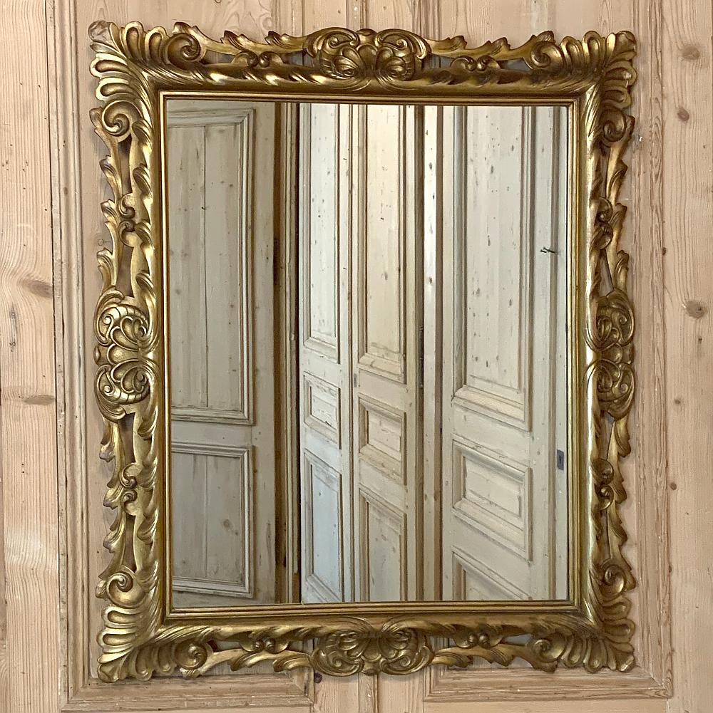 Antique Mirror, Italian Giltwood in Rococo Style In Good Condition In Dallas, TX