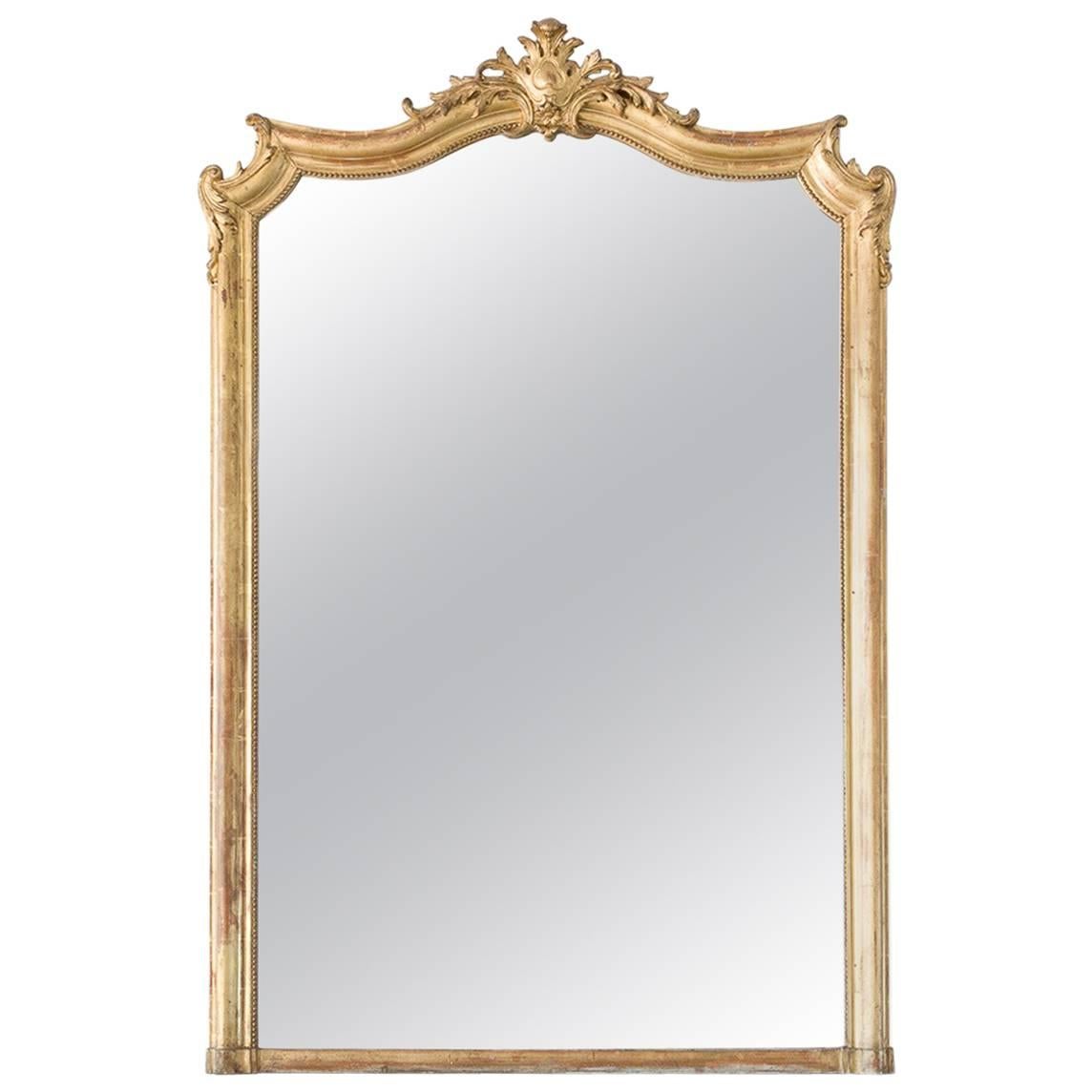Antique Mirror with Beading and Gilt, 1880 For Sale