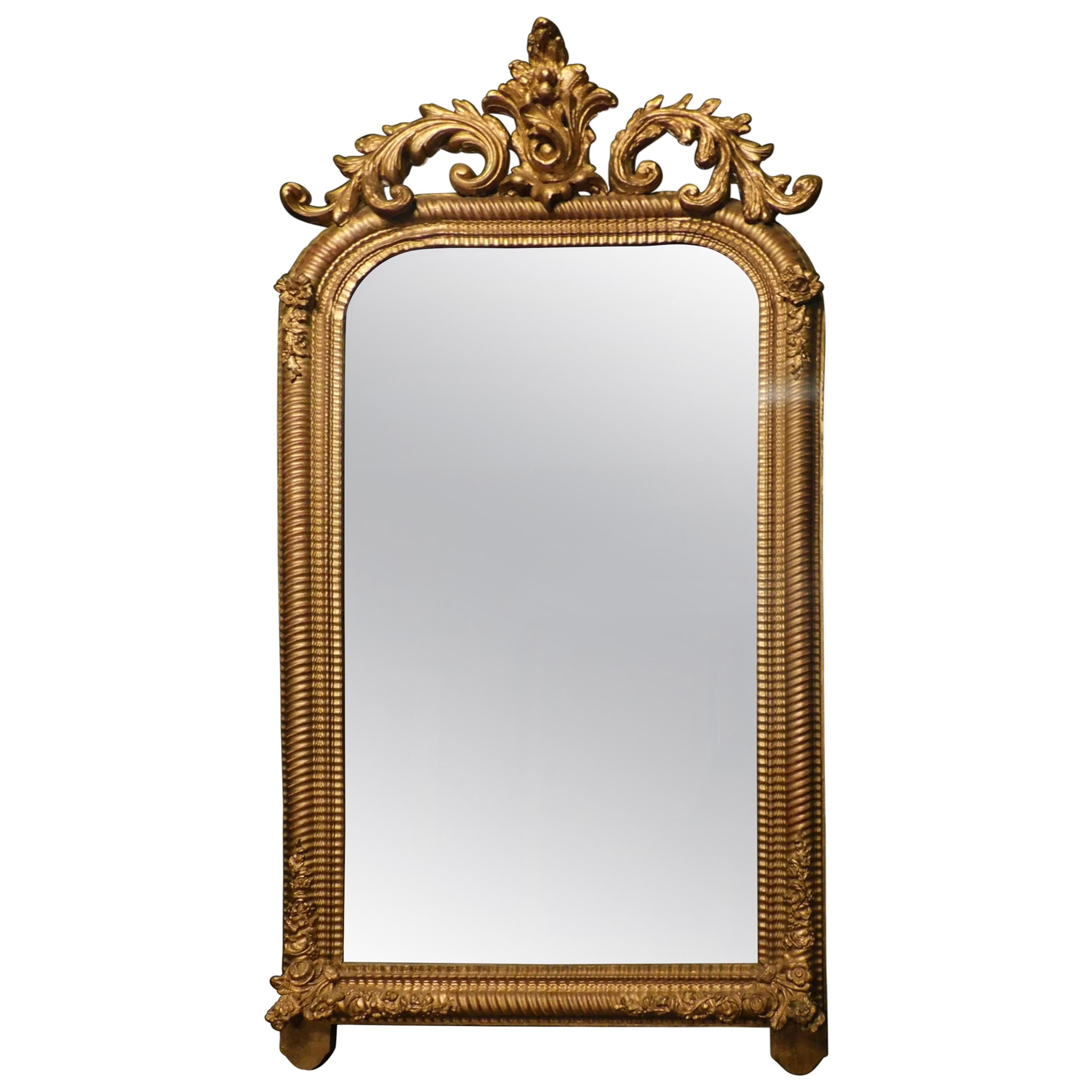 Antique Mirror with Carved and Gilded Rib, Leaves and Frames, 19th Century Italy