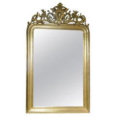 Antique Mirror with Carved and Gilded Rib, Leaves and Frames 19th Century France