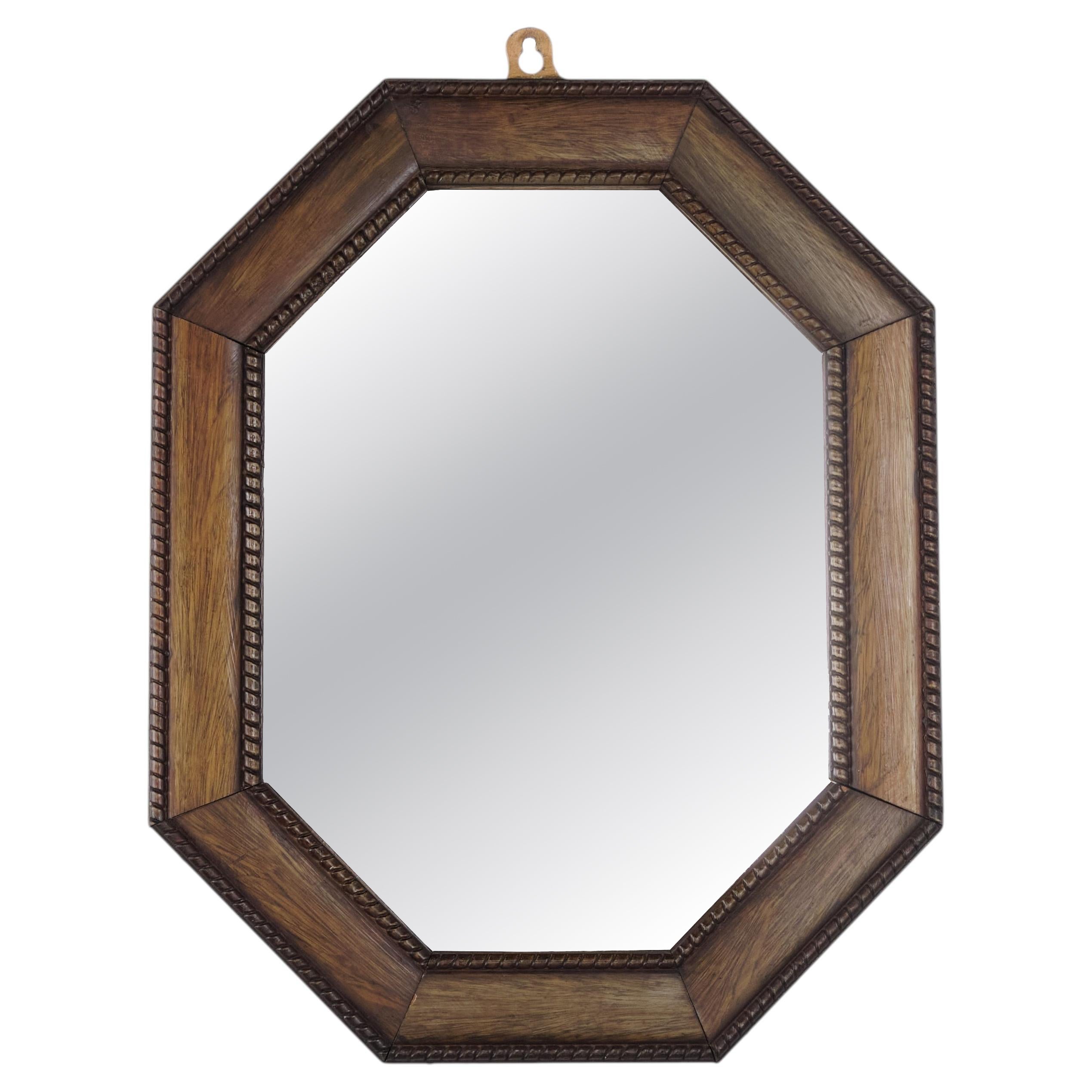 Antique Mirror with Dark Wood Frame from the 20th Century