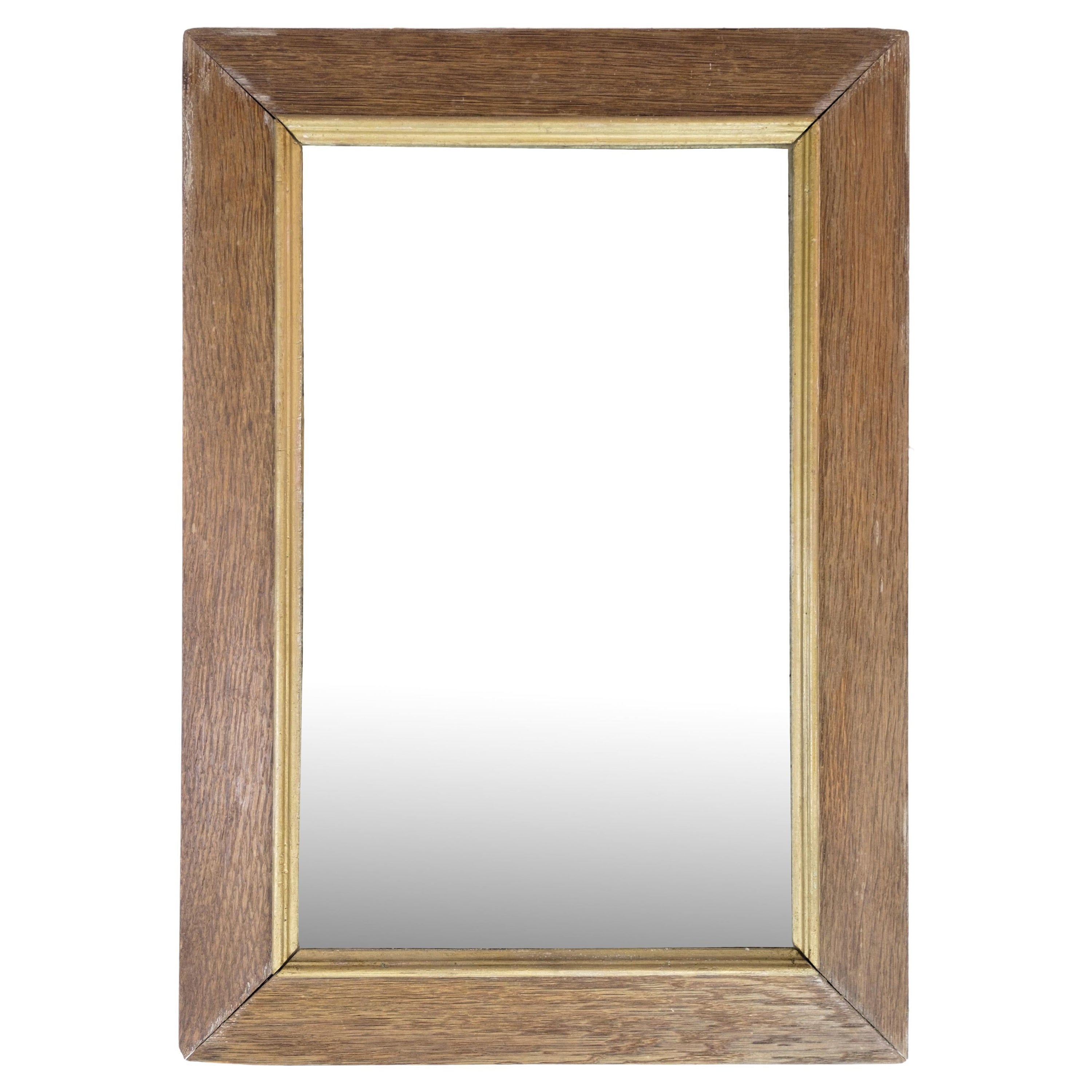 Antique Mirror With Frame Made In Oak & Vergoldung aus den 1920er Jahren im Angebot