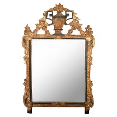 Antique Mirror With Gilt Carved Urn Crest and Garland Detail