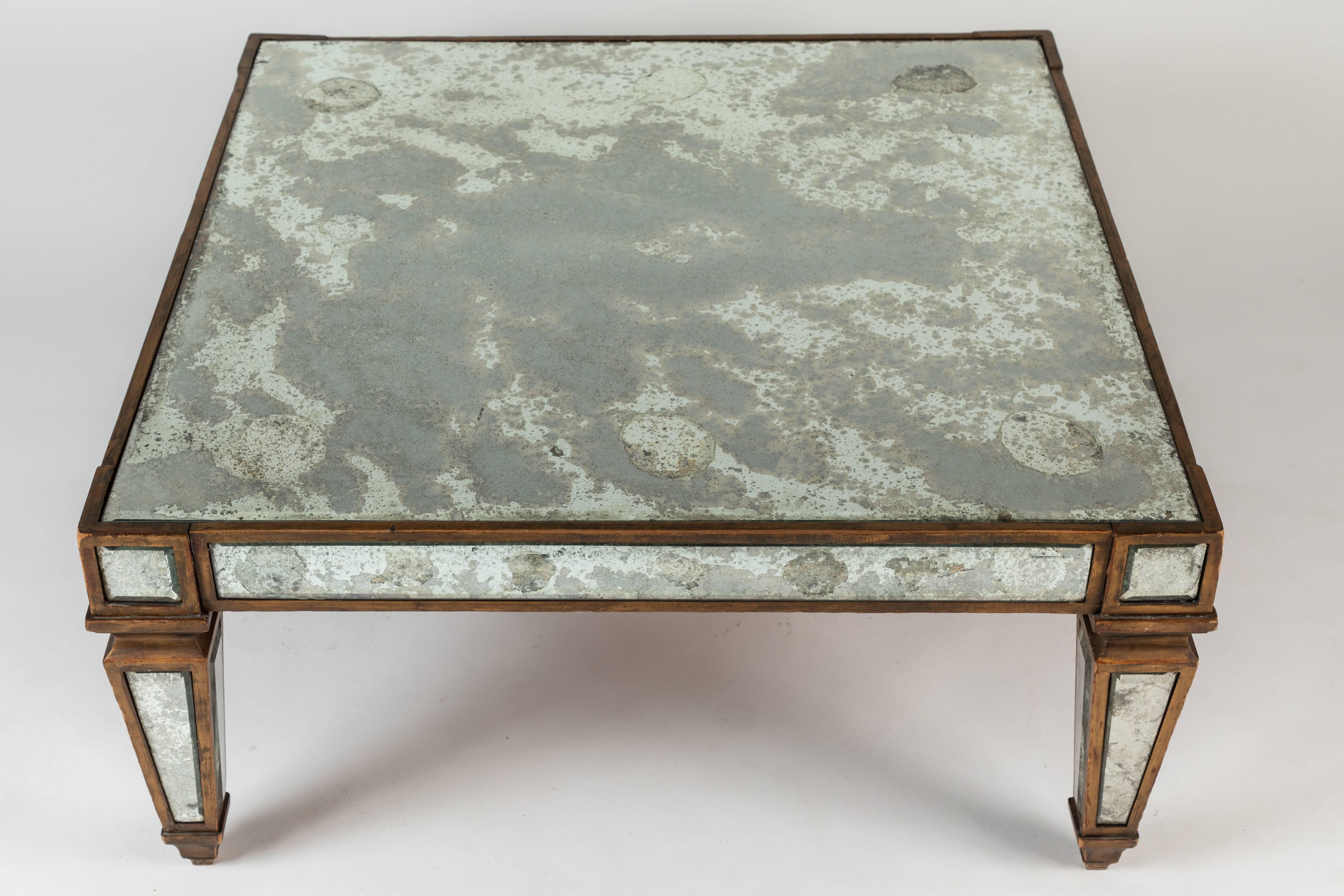 Mid-20th Century Antique Mirrored and Gold Leafed Cocktail Table