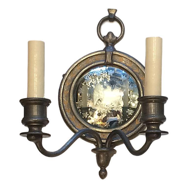 American Antique Mirrored Back Sconces For Sale