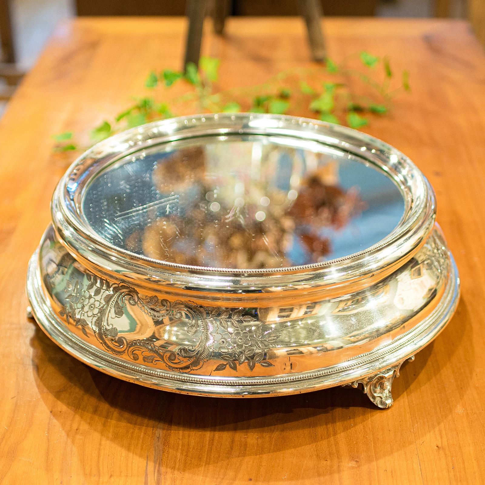 Expositor de Tartas Antiguo con Espejo, Plateado, Minorista, Boda, Eduardiano Británico en venta