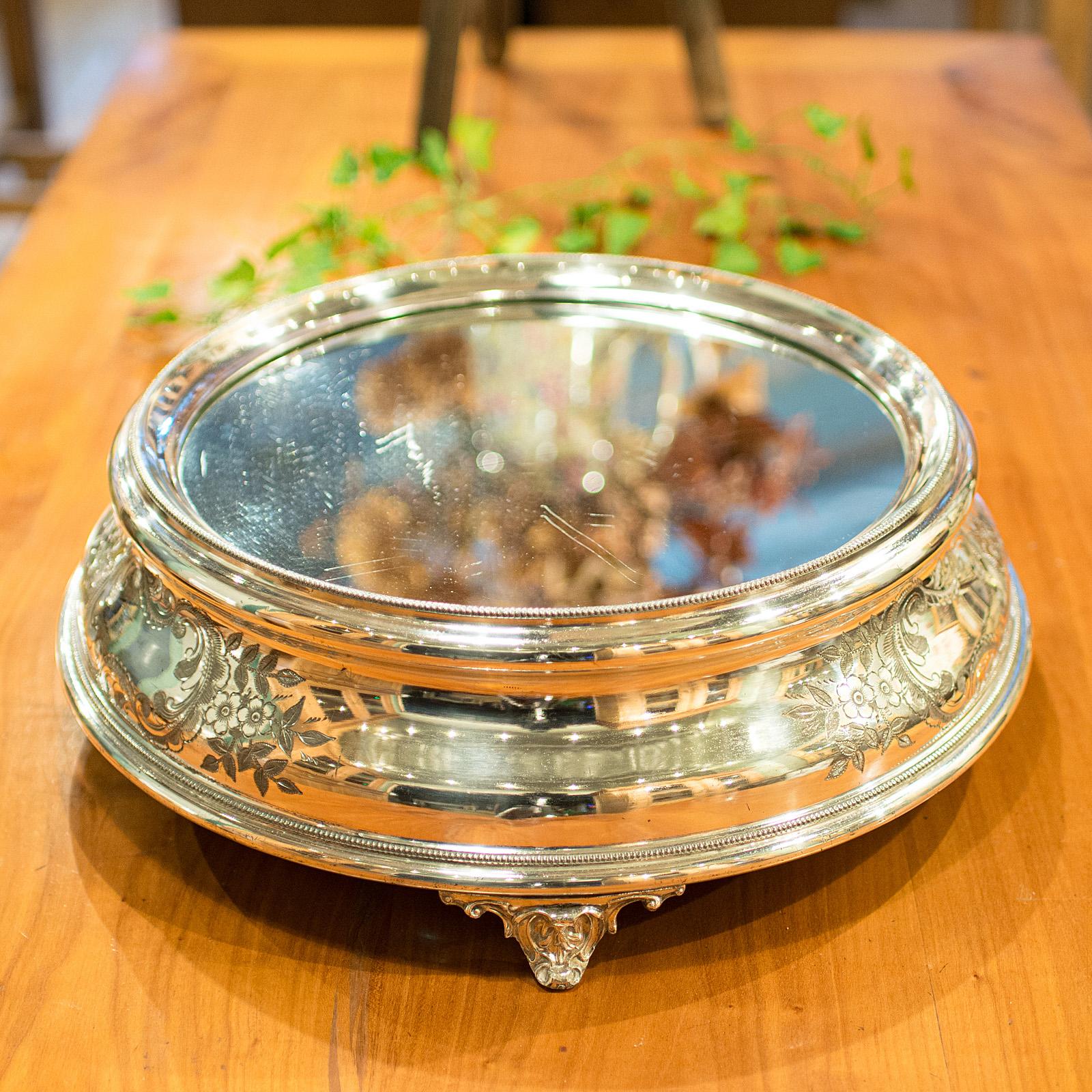 Expositor de Tartas Antiguo con Espejo, Plateado, Minorista, Boda, Eduardiano en Bueno estado para la venta en Hele, Devon, GB